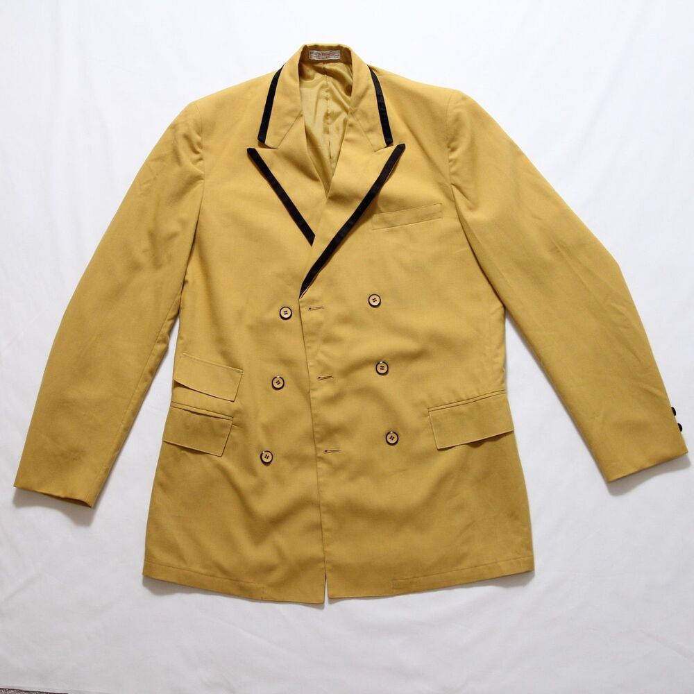 Vintage After Six Nite Magic Mens Tuxedo Suit Jacket Yellow Size 37 Long